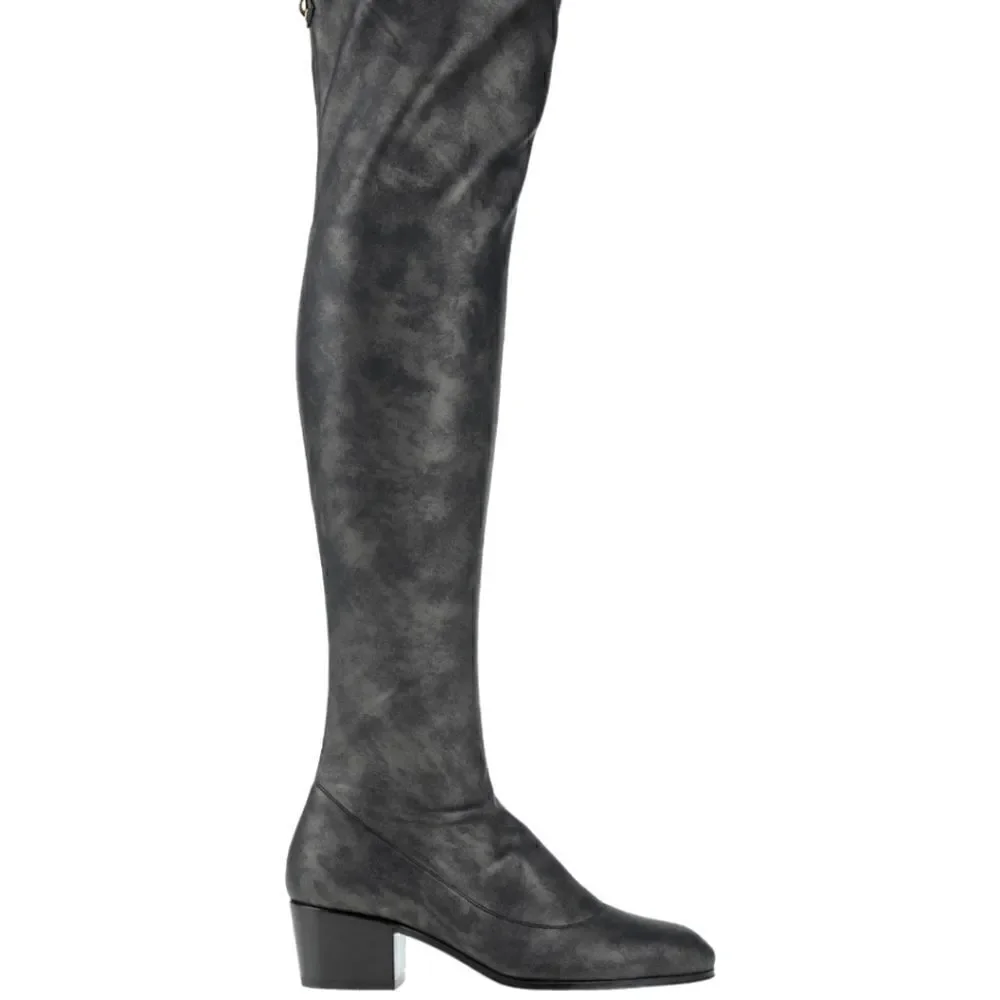 Giuseppe ZANOTTI Nicky 40 Over the Knee Marble Grey Black TALL BOOTS New in box